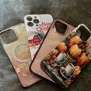 Festive and Autumn Themed Phone Cases - Glitter and Holiday Designs